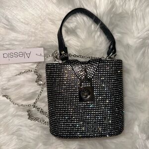 Black sequin crossbody lock bag